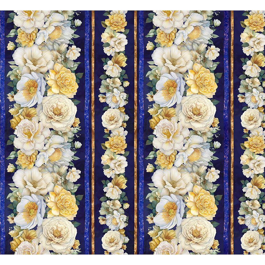 Preorder June 2026: Lumiere Floral 11" Stripes FLEUR-CD4353 Night by Timeless Treasures