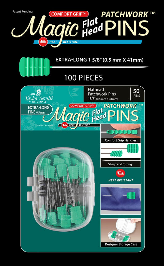 Magic Pins Flathead Patchwork Extra Long 100pc   220108