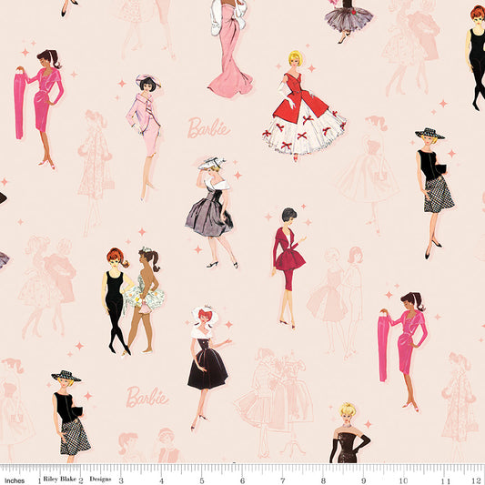PREORDER ITEM - EXPECTED NOVEMBER 2025: Licensed Barbie Vintage Main Blush CD16890-BLUSH Cotton Woven Fabric