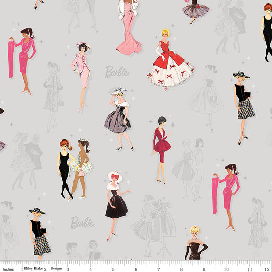 PREORDER ITEM - EXPECTED NOVEMBER 2025: Licensed Barbie Vintage Main Gray CD16890-GRAY Cotton Woven Fabric