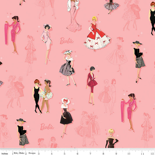 PREORDER ITEM - EXPECTED NOVEMBER 2025: Licensed Barbie Vintage Main Pink CD16890-PINK Cotton Woven Fabric