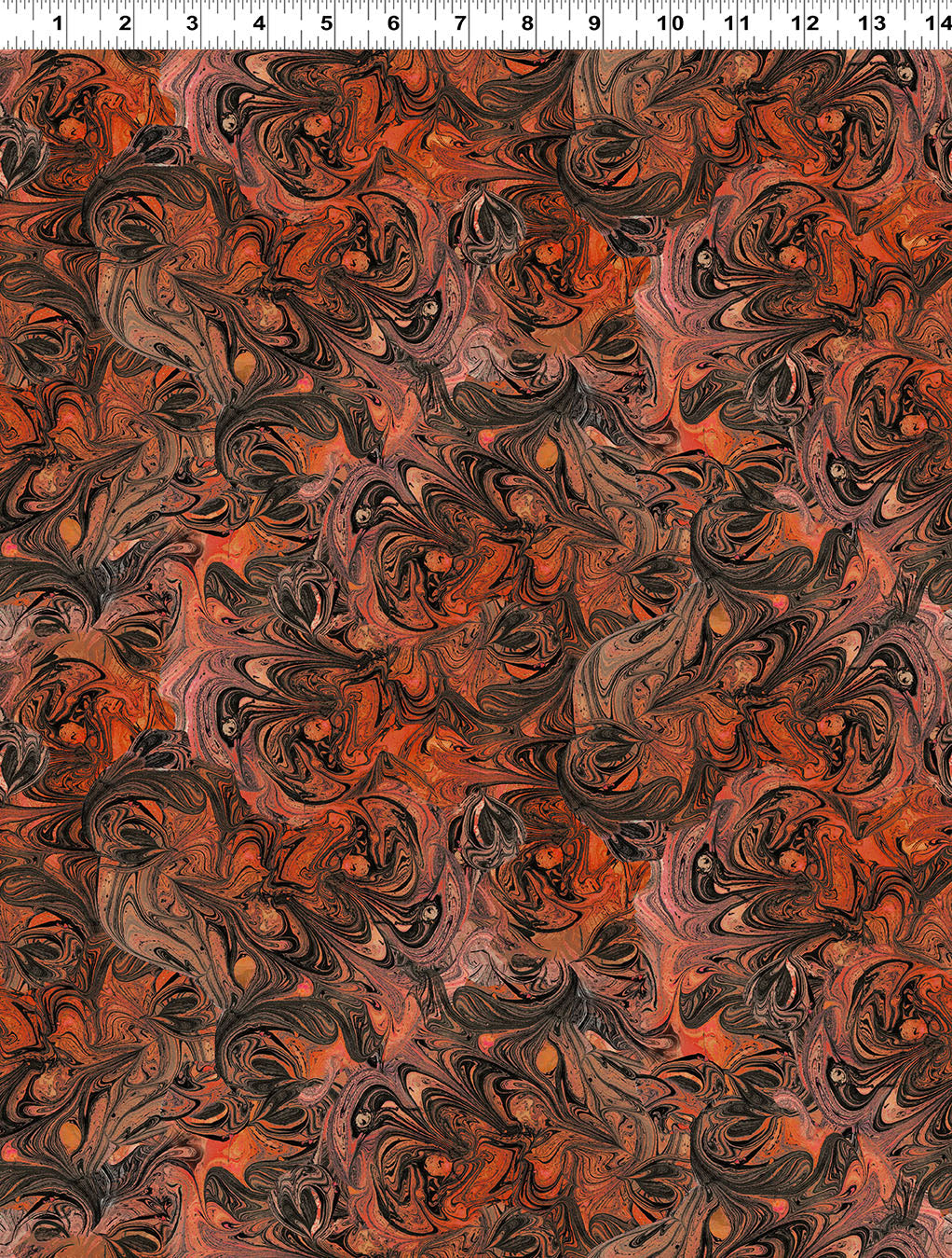 PREORDER ITEM - EXPECTED JUNE 2025: Faboolous Digital by Sue Zipkin Marbling Orange    Y4482.36 Cotton Woven Fabric