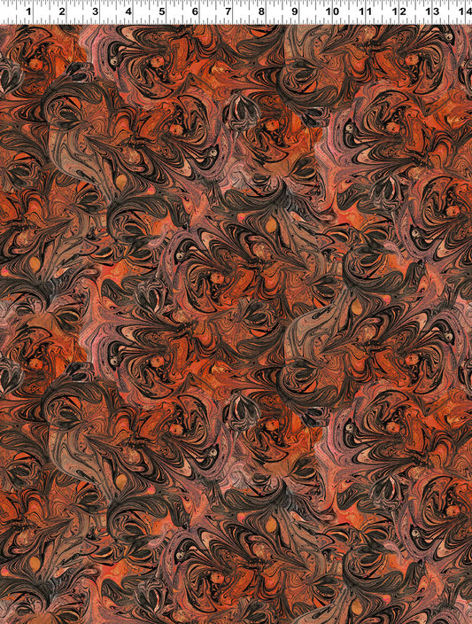 PREORDER ITEM - EXPECTED JUNE 2025: Faboolous Digital by Sue Zipkin Marbling Orange    Y4482.36 Cotton Woven Fabric