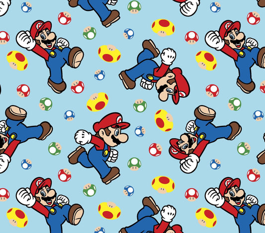 Licensed Prints Mario and Mushroom Toss 80336-160078 Cotton Woven Fabric