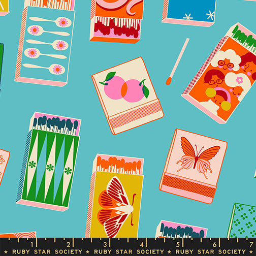 PREORDER ITEM EXPECTED IN FEBRUARY 2026: Trinketry by Melody Miller of Ruby Star Society Matchmaker Turquoise    RS0109.18 Cotton Woven Fabric