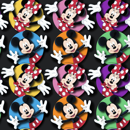 Licensed Prints Mickey and Minnie Circles 80467-A62078 Cotton Woven Fabric