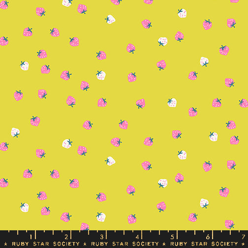 PREORDER ITEM - EXPECTED MAY 2025: Strawberry by Kimberly Kight of Ruby Star Society Mini Berry Citron    RS3086.17 Cotton Woven Fabric