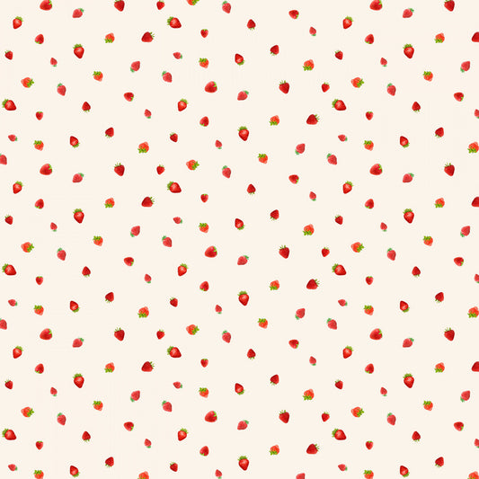 Berry Sweet Mini Strawberries Cream    CD3407-CREAM Cotton Woven Fabric