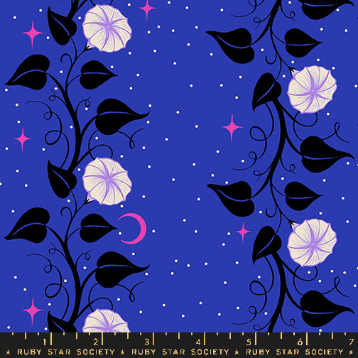 PREORDER ITEM - EXPECTED JUNE 2025: Glow Garden by Sarah Watts of Ruby Star Society Moon Vines Blacklight    RS2114.17N Cotton Woven Fabric