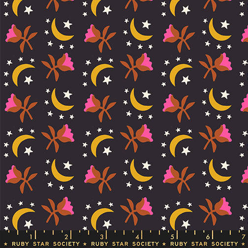PREORDER ITEM - EXPECTED OCTOBER 2025: Catnap by Alexia Marcelle Abegg of Ruby Star Society Moonflower Black    RS4133.16 Cotton Woven Fabric
