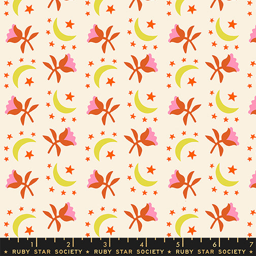 PREORDER ITEM - EXPECTED OCTOBER 2025: Catnap by Alexia Marcelle Abegg of Ruby Star Society Moonflower Natural    RS4133.11 Cotton Woven Fabric