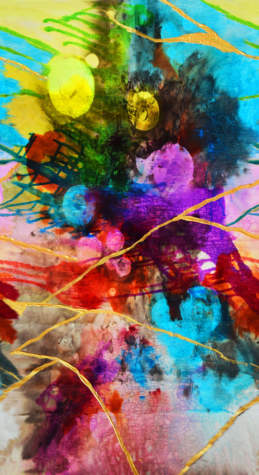 Kintsugi by Stephanie Brandenburg of Frond Design Studios Moons Teal 40150-63 Cotton Woven Fabric