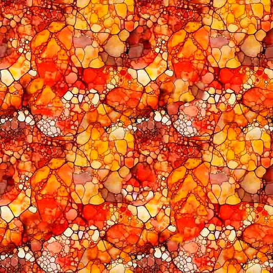 Night Flight by Morris Creative Group Mosaic Orange 30756O Cotton Woven Fabric