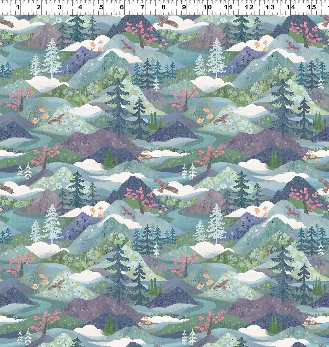 PREORDER ITEM - EXPECTED NOVEMBER 2024: Serenity Digital by Kendra Bunney Mountains Blue    Y4313-90 Cotton Woven Fabric