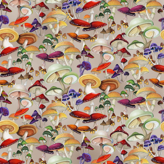 Bird Song Digital by Cedar West Collection Mushrooms Taupe    Y4515-62 Cotton Woven Fabric
