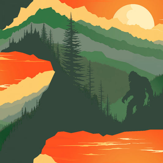 Legendary Loner Bigfoot by Jim Baldwin Mysterious Mountain Bigfoot Green 23817-GRN Cotton Woven Fabric