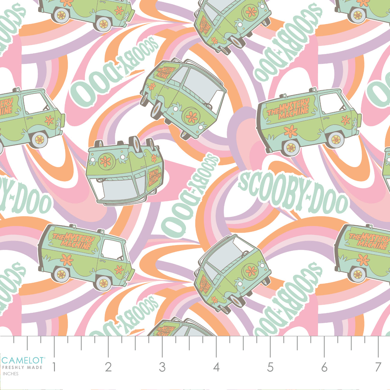 New Arrival: Licensed Scooby Doo Softly Groovy Mystery Van Journey Multi 23700574-01 Cotton Woven Fabric