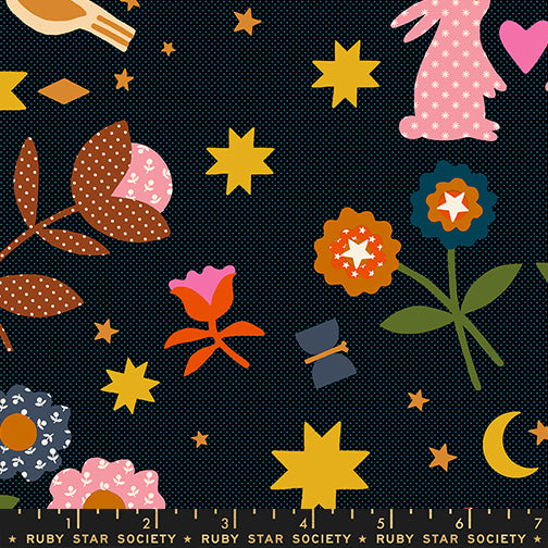 PREORDER ITEM EXPECTED IN MARCH 2026: Mystic Fable by Alexia Marcelle Abegg of Ruby Star Society Mystic Fable Soft Black    RS4144.16 Cotton Woven Fabric