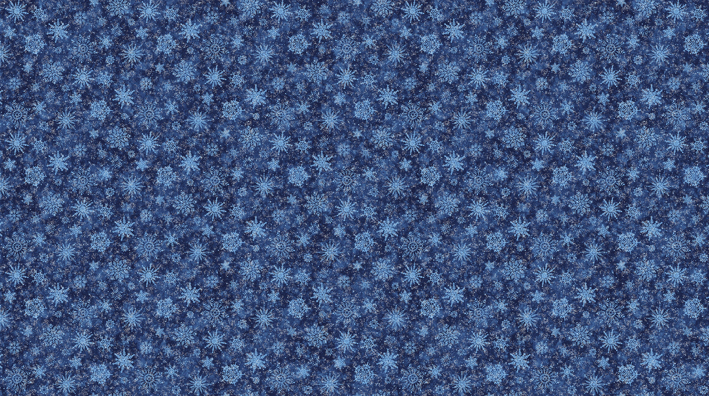 All That Glitters by Simon Treadwell Snowflakes Navy    27043G-44 Cotton Woven Fabric