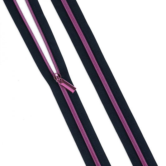 Tula Pink Purse Hardware Navy #5 Nylon Tula Pink Coil Zipper 3yds and 9 Pulls   ZBY5C131