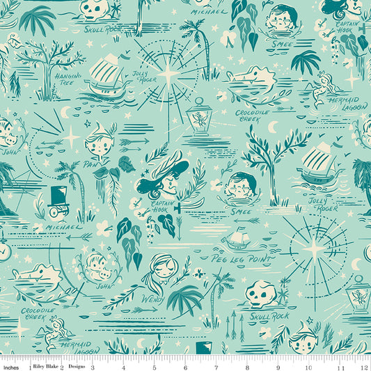 PREORDER ITEM - EXPECTED MARCH 2025: Forever Neverland by Jill Howarth Neverland Map Songbird    C15902-SONGBIRD Cotton Woven Fabric