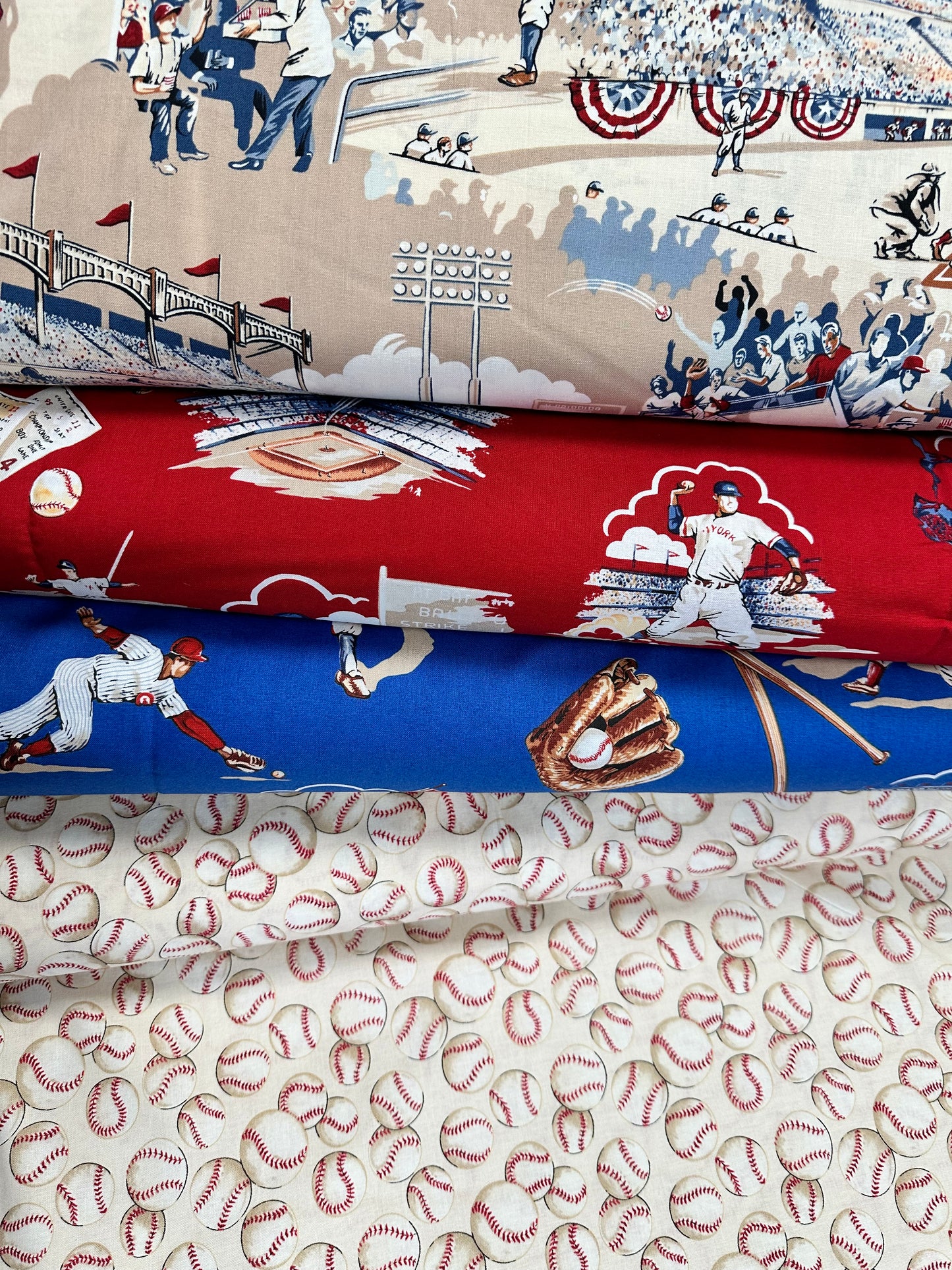 Nicole's Prints Baseball Vintage Tea    6074A Cotton Woven Fabric