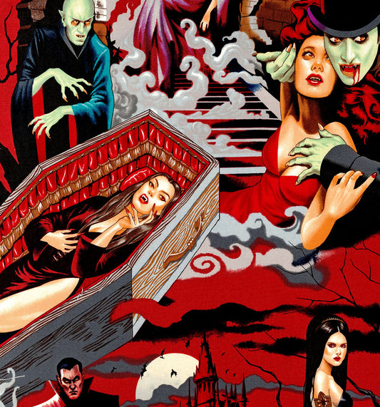 Haunted House  Night of the Vampire Red  9043c Cotton Woven Fabric