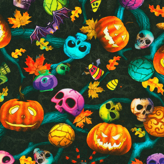 Bright Frights Pumpkin Night RCCD-23085-438-NIGHT Cotton Woven Fabric
