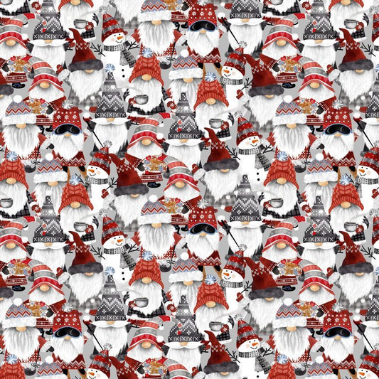 Nordic Gnomes by Gail Cadden Nordic Gnomes and Snowman GAIL-CD2885-MULTI Cotton Woven Fabric