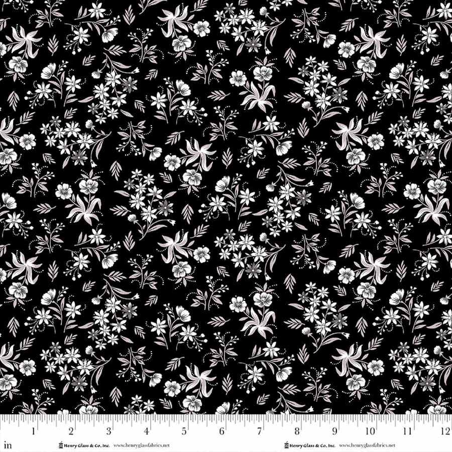 PREORDER ITEM - EXPECTED APRIL 2026: Scarlet's Treasure by Color Principle Nosegays Black    3646-99 Cotton Woven Fabric
