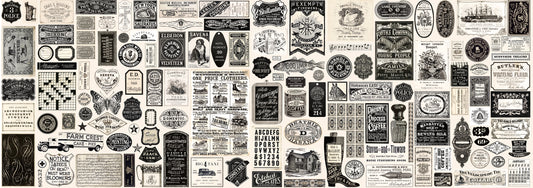 Sable & Swan by Cathe Holden Novelty Collage Black 7440.12 Cotton Woven Fabric