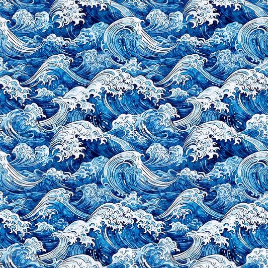 PREORDER ITEM - EXPECTED MARCH 2025: Ocean Blues by Morris Creative Group Ocean Waves Blue    30860B Cotton Woven Fabric