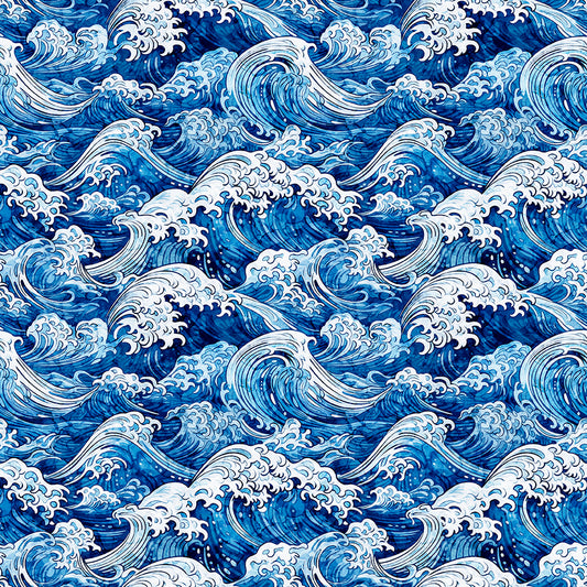 Ocean Blues by Morris Creative Group Ocean Waves Blue 30860B Cotton Woven Fabric