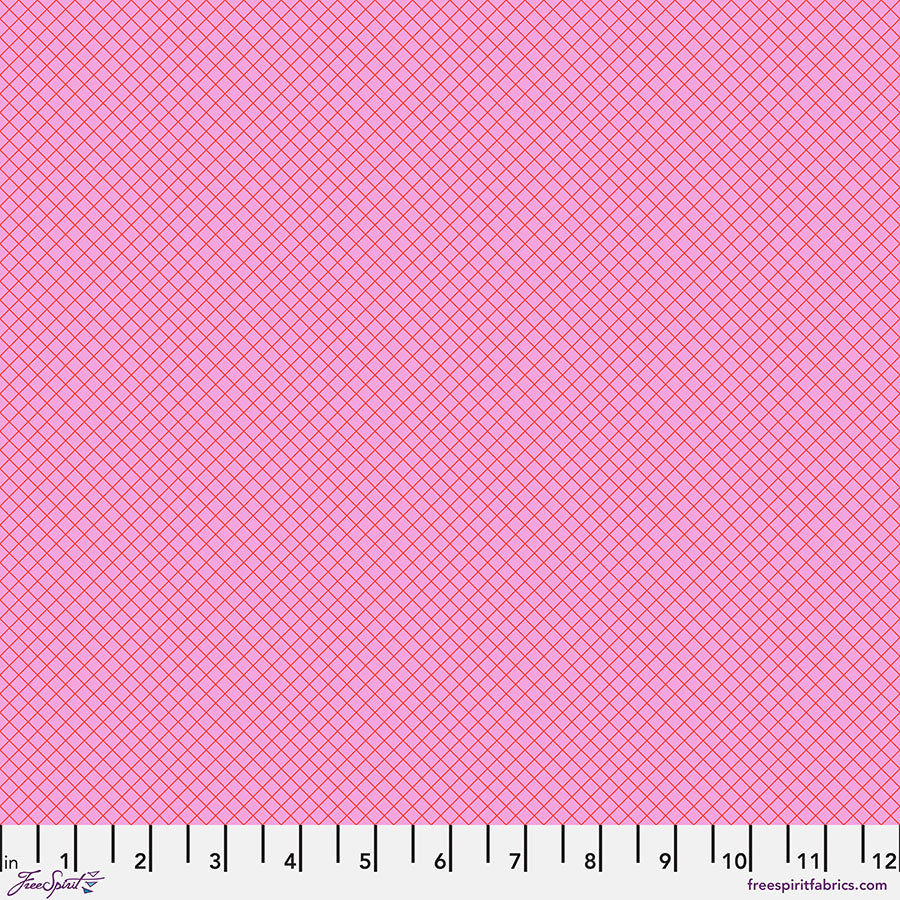 PREORDER ITEM - EXPECTED APRIL:  Tula Pink’s New True Colors 2025 On the Grid Bubblegum    PWTP255.BUBBLEGUM Cotton Woven Fabric