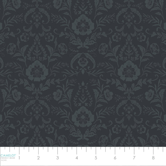 PREORDER ITEM - EXPECTED OCTOBER 2025: Dark Romance by Annie Quigley Opulent Damask Charcoal 52240103-02 Cotton Woven Fabric