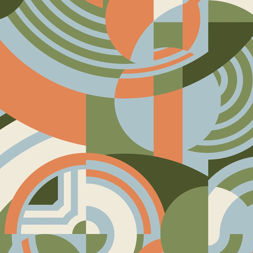 PREORDER ITEM EXPECTED IN JANUARY 2026: American Bold Organic by Frank Lloyd Wright Collection Orange Green    228683X Cotton Woven Fabric