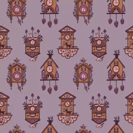 Preorder November 2026: Black Forest Cuckoo Light Purple 229255X by Jayme Murray Organic Cotton Woven