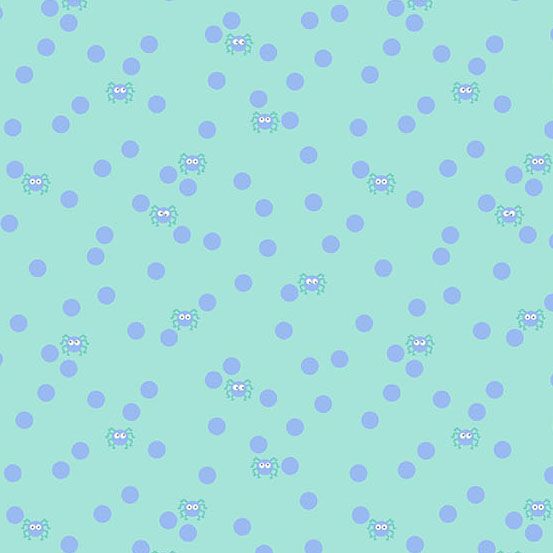 PREORDER ITEM-EXPECTED MARCH 2026: Ghostly Garden by K P Creates Spin and Spot Aqua A-10200-T Cotton Woven Fabric
