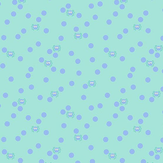 PREORDER ITEM-EXPECTED MARCH 2026: Ghostly Garden by K P Creates Spin and Spot Aqua A-10200-T Cotton Woven Fabric