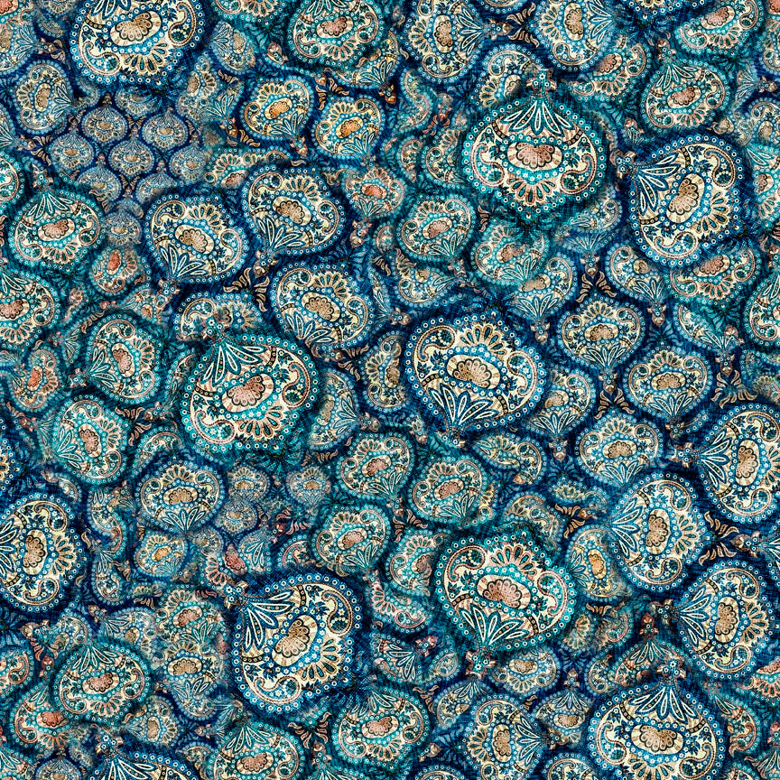 Bookworm by Morris Creative Group Paisley Medallion Midnight    30453W Cotton Woven Fabric