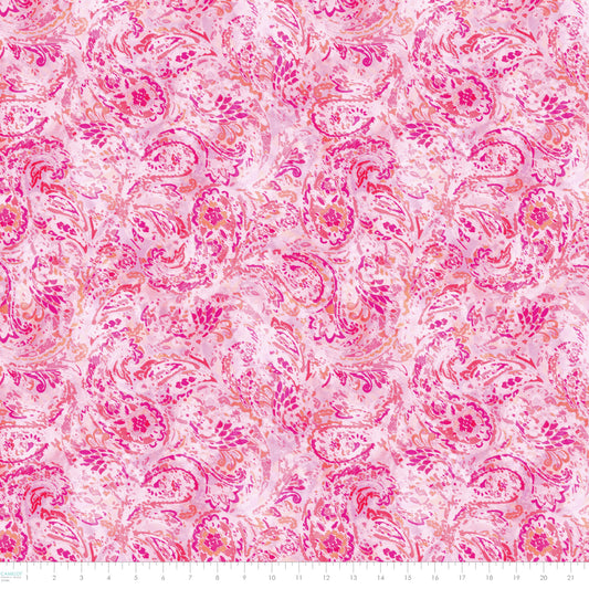 Daphne Paisley Swirls Pink 21231301-03 Cotton Woven Fabric