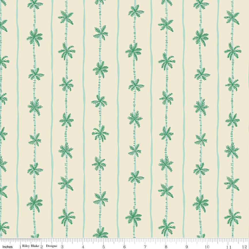 PREORDER ITEM - EXPECTED MARCH 2025: Forever Neverland by Jill Howarth Palm Stripe Sand Dollar    C15906-SANDDOLLAR Cotton Woven Fabric