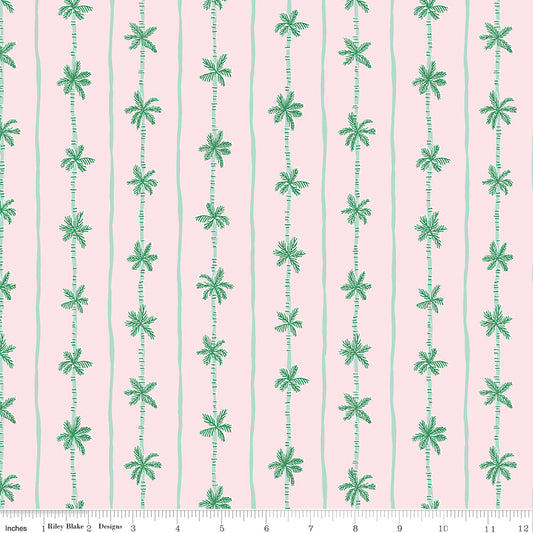 PREORDER ITEM - EXPECTED MARCH 2025: Forever Neverland by Jill Howarth Palm Stripe Pink    C15906-PINK Cotton Woven Fabric