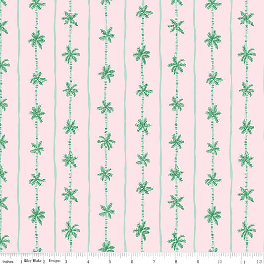 Forever Neverland by Jill Howarth Palm Stripe Pink C15906-PINK Cotton Woven Fabric