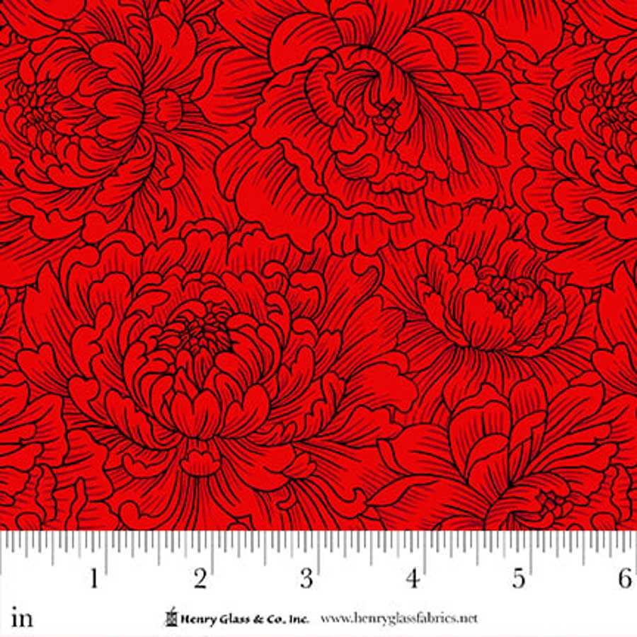 PREORDER ITEM - EXPECTED APRIL 2026: Scarlet's Treasure by Color Principle Peony Monotone Red    3644-88 Cotton Woven Fabric