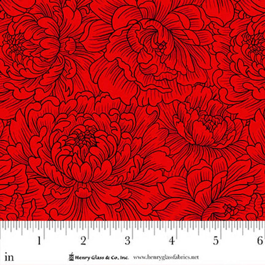 PREORDER ITEM - EXPECTED APRIL 2026: Scarlet's Treasure by Color Principle Peony Monotone Red    3644-88 Cotton Woven Fabric