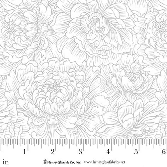 PREORDER ITEM - EXPECTED APRIL 2026: Scarlet's Treasure by Color Principle Peony Monotone White 3644-11 Cotton Woven Fabric
