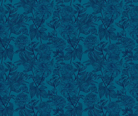 PREORDER ITEM - EXPECTED MARCH 2025: Indelible by Anna Maria Textiles Peony Ocean    AMT1003-47L Cotton Woven Fabric