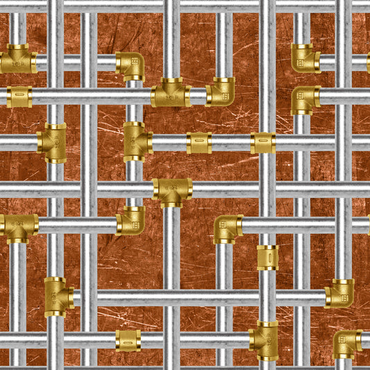 Full Steam Ahead Pipes Copper 3936-33 Cotton Woven Fabric