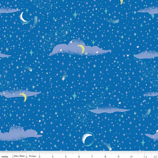 PREORDER ITEM - EXPECTED MARCH 2025: Forever Neverland by Jill Howarth Pixie Dust Sapphire    C15905-SAPPHIRE Cotton Woven Fabric